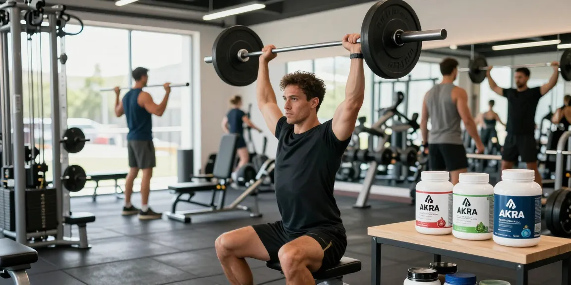 Akra Labs Steroid Shop: Sportler hebt Gewichte mit Akra Labs Nahrungsergänzungsmitteln im modernen Fitnessstudio.