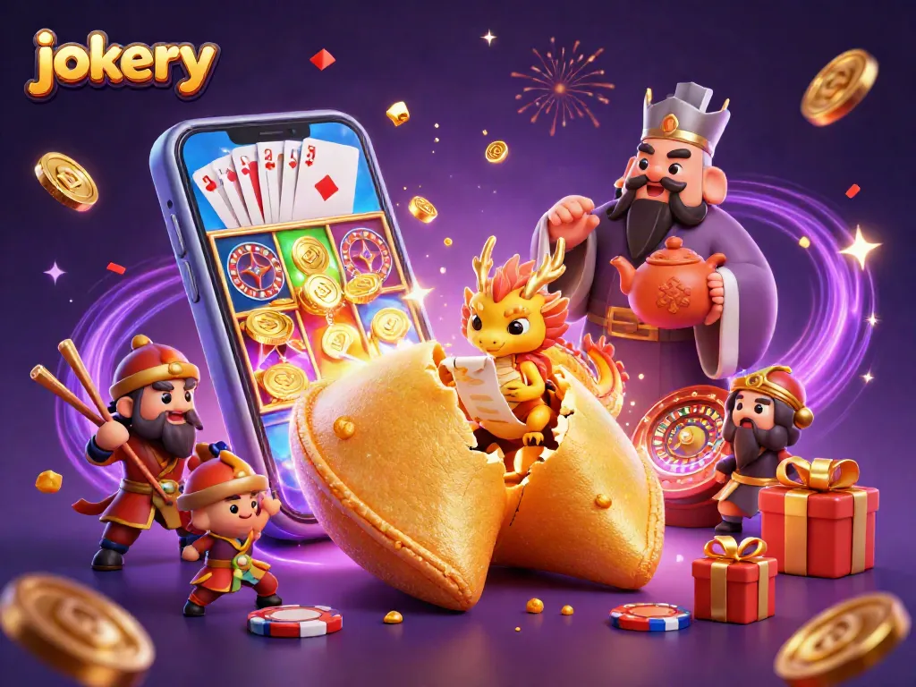 Spin the reels at Jokery Casino, with a magical dragon and golden fortune celebrating wins!
