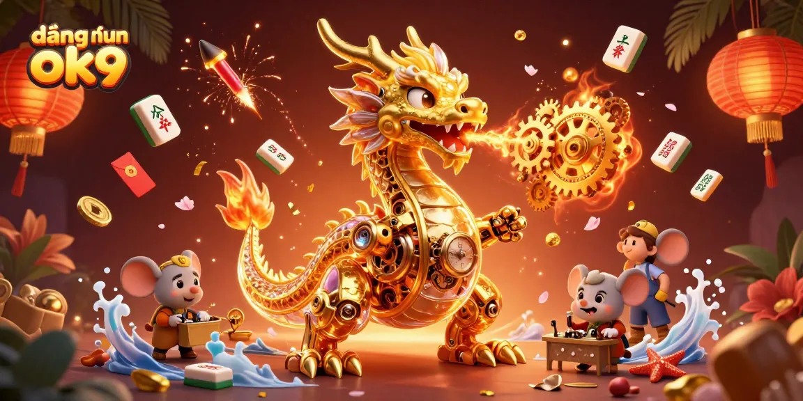 Engage with the thrilling world of đăng nhập ok9 as the golden dragon unleashes golden cogs amidst vibrant casino elements.